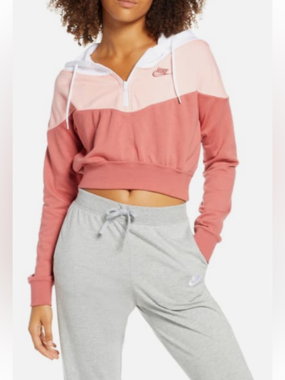 Nike Cropped Half-Zip Hoodie | Women’s Colorblock Sweatshirt | Size S